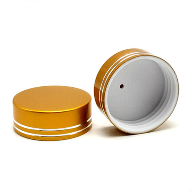 Non Spill Round Plastic Bottles Caps Metalized Glossy Elegant Cosmetic Closure 45mm